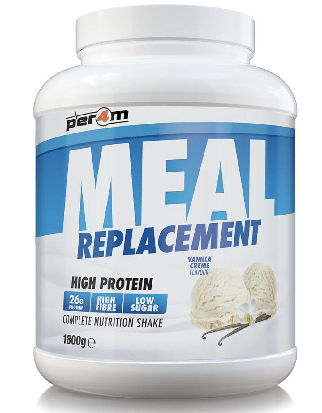 Per4m Meal Replacement Diet Shake Powder | High Protein Low Calorie Weight Loss Shake | Vegetarian Gluten Free Nutritionally Complete Slimming Drink | 30 Serving (1800g, Vanilla Creme)
