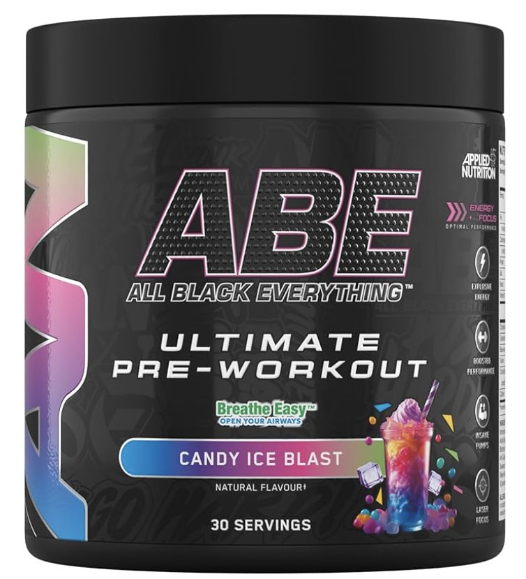 Applied Nutrition ABE Pre Workout - All Black Everything Pre Workout Powder, Energy & Physical Performance with Citrulline, Creatine, Beta Alanine (375g - 30 Servings) (Candy Ice Blast) Visit the Appl